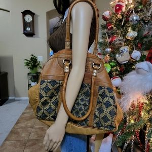 Free people leather/cotton patch bag